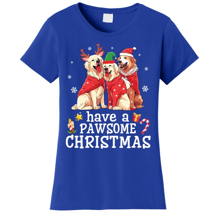 Golden Retriever Dogs Merry Mom Dad Have A Pawsome Christmas Gift Women's T-Shirt