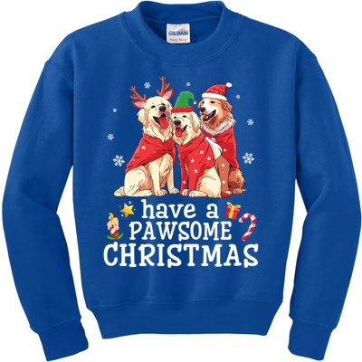 Golden Retriever Dogs Merry Mom Dad Have A Pawsome Christmas Gift Kids Sweatshirt