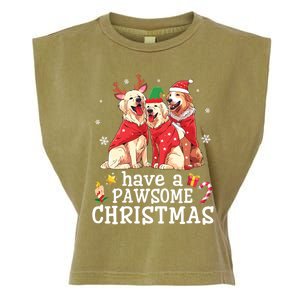 Golden Retriever Dogs Merry Mom Dad Have A Pawsome Christmas Gift Garment-Dyed Women's Muscle Tee