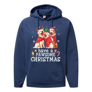 Golden Retriever Dogs Merry Mom Dad Have A Pawsome Christmas Gift Performance Fleece Hoodie