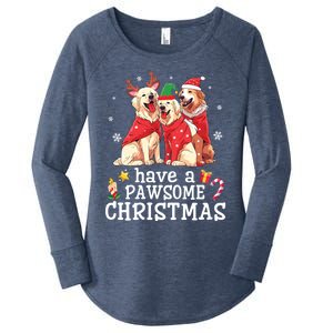 Golden Retriever Dogs Merry Mom Dad Have A Pawsome Christmas Gift Women's Perfect Tri Tunic Long Sleeve Shirt