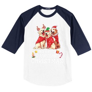 Golden Retriever Dogs Merry Mom Dad Have A Pawsome Christmas Gift Baseball Sleeve Shirt