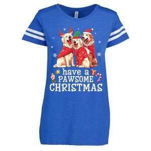 Golden Retriever Dogs Merry Mom Dad Have A Pawsome Christmas Gift Enza Ladies Jersey Football T-Shirt