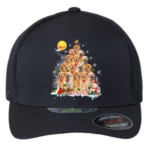 Golden Retriever Dog Lover Matching Santa Christmas Tree Gift Flexfit Unipanel Trucker Cap