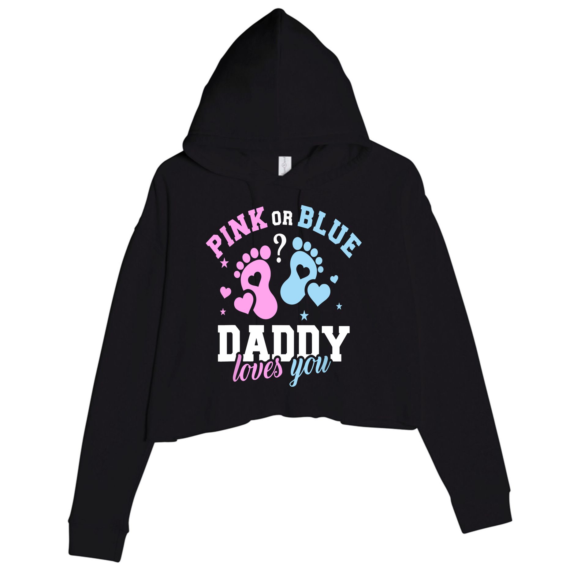 Gender Reveal Daddy Dad Crop Fleece Hoodie