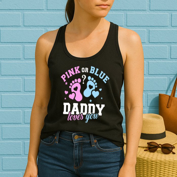 Gender Reveal Daddy Dad Womens Tank Top