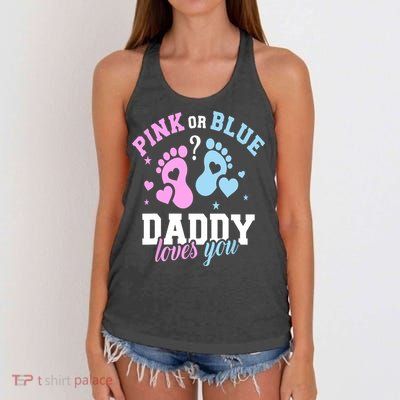 Gender Reveal Daddy Dad Women's Knotted Racerback Tank