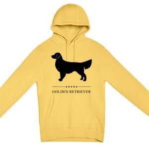 Golden Retriever Dog White Silhouette Premium Pullover Hoodie