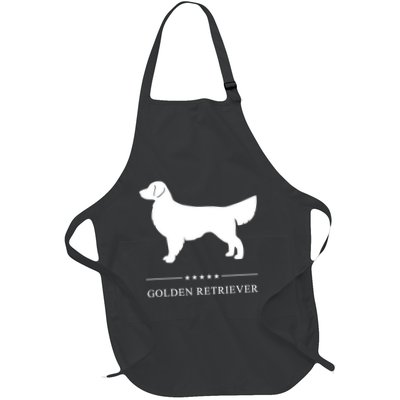 Golden Retriever Dog White Silhouette Full-Length Apron With Pockets