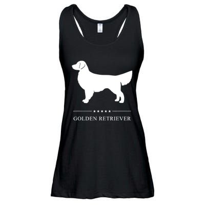 Golden Retriever Dog White Silhouette Ladies Essential Flowy Tank