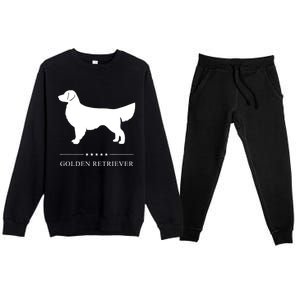 Golden Retriever Dog White Silhouette Premium Crewneck Sweatsuit Set