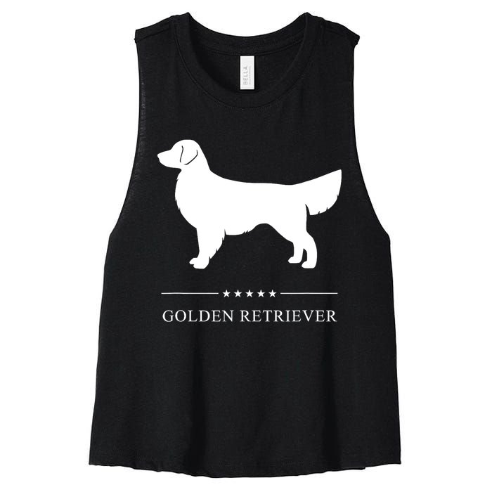 Golden Retriever Dog White Silhouette Women's Racerback Cropped Tank