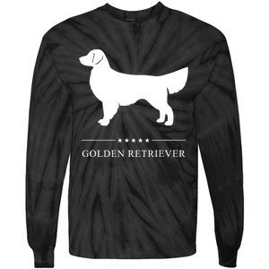 Golden Retriever Dog White Silhouette Tie-Dye Long Sleeve Shirt