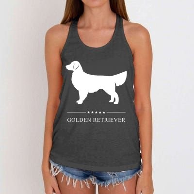 Golden Retriever Dog White Silhouette Women's Knotted Racerback Tank