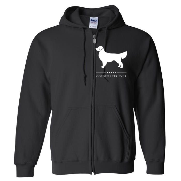 Golden Retriever Dog White Silhouette Full Zip Hoodie