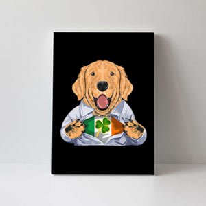 Golden Retrievers Dog Irish Clover St Patrick Day Canvas