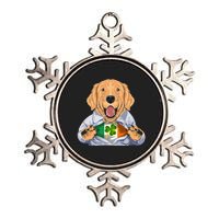 Golden Retrievers Dog Irish Clover St Patrick Day Metallic Star Ornament