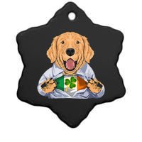 Golden Retrievers Dog Irish Clover St Patrick Day Ceramic Star Ornament