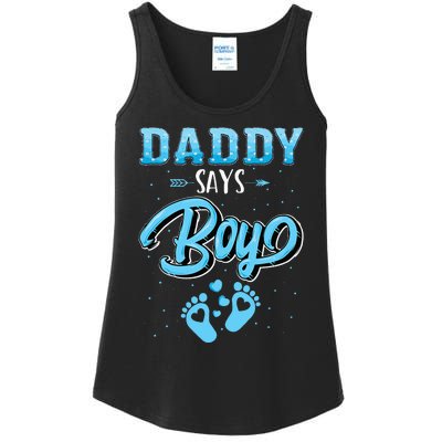 Gender Reveal Daddy Says Boy Baby Matching Family Set Ladies Essential Tank