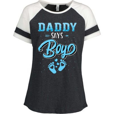 Gender Reveal Daddy Says Boy Baby Matching Family Set Enza Ladies Jersey Colorblock Tee