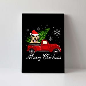 Golden Retriever Dog Riding Red Truck Christmas Decorations Canvas