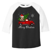 Golden Retriever Dog Riding Red Truck Christmas Decorations Toddler Fine Jersey T-Shirt