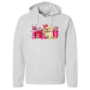 Golden Retriever Dog Valentines Day Coffee Latte Mugs Puppy Performance Fleece Hoodie