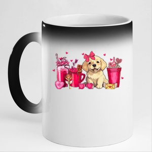 Golden Retriever Dog Valentines Day Coffee Latte Mugs Puppy 11oz Black Color Changing Mug