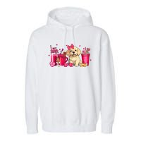 Golden Retriever Dog Valentines Day Coffee Latte Mugs Puppy Garment-Dyed Fleece Hoodie