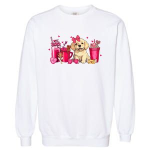 Golden Retriever Dog Valentines Day Coffee Latte Mugs Puppy Garment-Dyed Sweatshirt