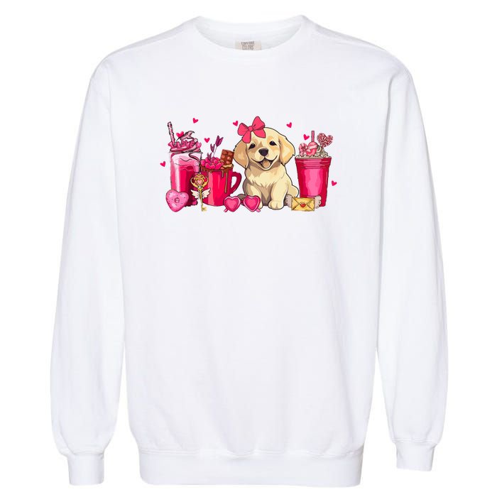 Golden Retriever Dog Valentines Day Coffee Latte Mugs Puppy Garment-Dyed Sweatshirt