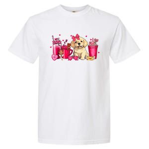 Golden Retriever Dog Valentines Day Coffee Latte Mugs Puppy Garment-Dyed Heavyweight T-Shirt