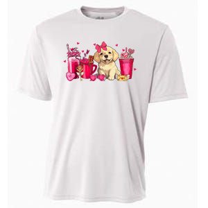 Golden Retriever Dog Valentines Day Coffee Latte Mugs Puppy Cooling Performance Crew T-Shirt