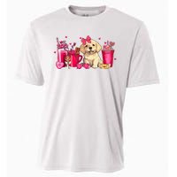 Golden Retriever Dog Valentines Day Coffee Latte Mugs Puppy Cooling Performance Crew T-Shirt