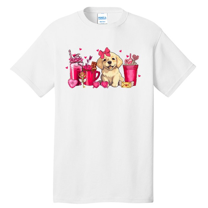 Golden Retriever Dog Valentines Day Coffee Latte Mugs Puppy Tall T-Shirt