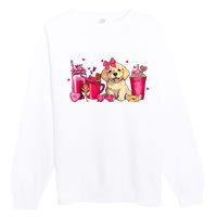 Golden Retriever Dog Valentines Day Coffee Latte Mugs Puppy Premium Crewneck Sweatshirt