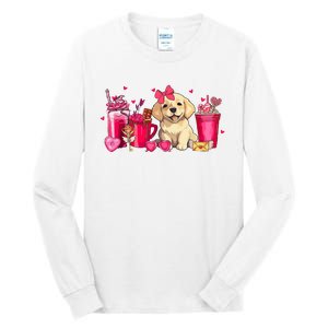 Golden Retriever Dog Valentines Day Coffee Latte Mugs Puppy Tall Long Sleeve T-Shirt