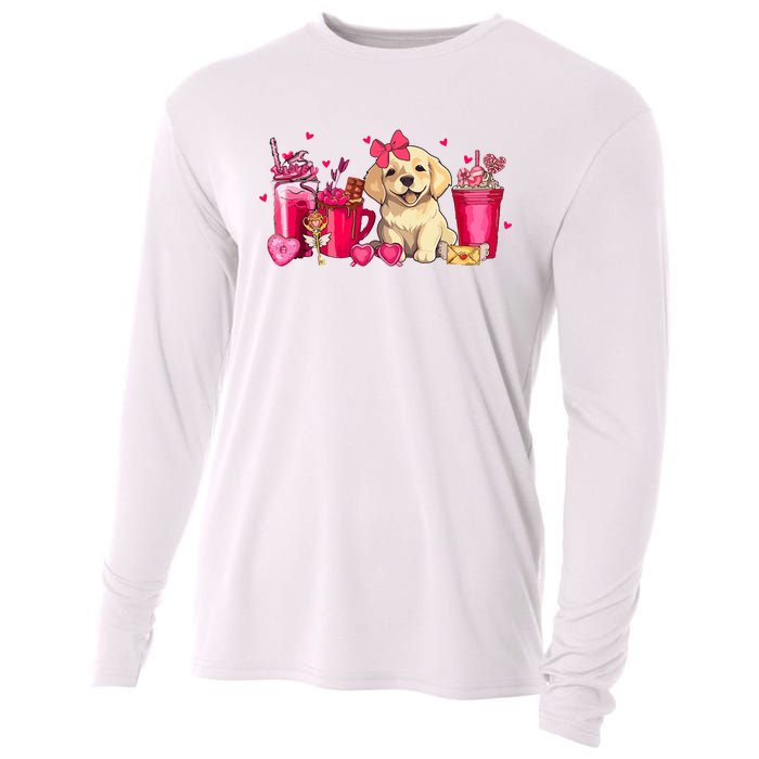 Golden Retriever Dog Valentines Day Coffee Latte Mugs Puppy Cooling Performance Long Sleeve Crew