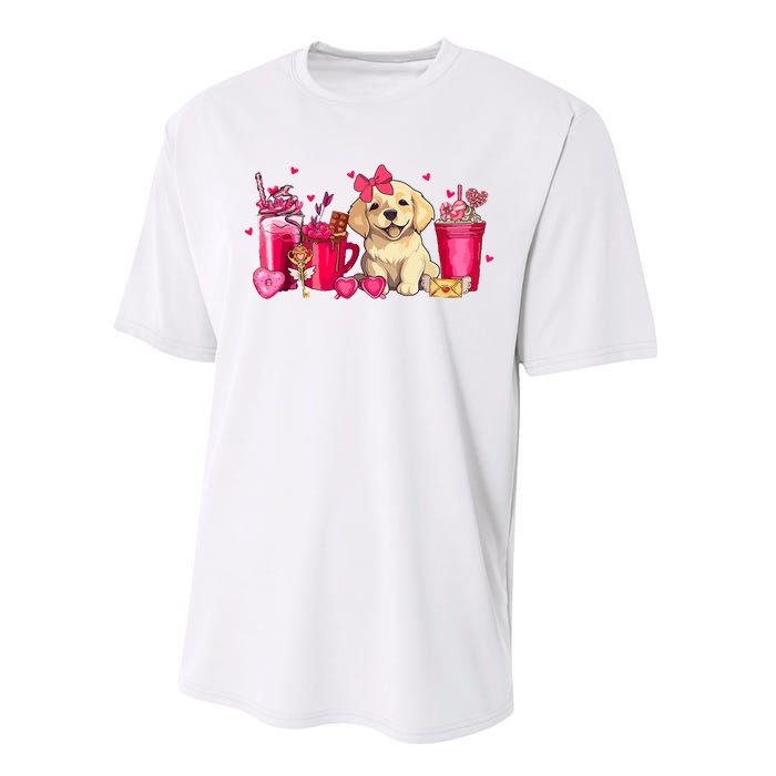 Golden Retriever Dog Valentines Day Coffee Latte Mugs Puppy Performance Sprint T-Shirt