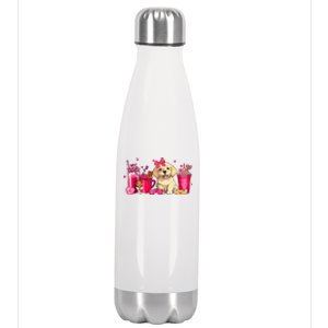 Golden Retriever Dog Valentines Day Coffee Latte Mugs Puppy Stainless Steel Insulated Water Bottle