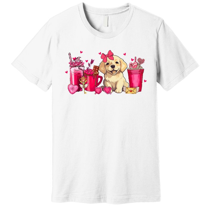 Golden Retriever Dog Valentines Day Coffee Latte Mugs Puppy Premium T-Shirt