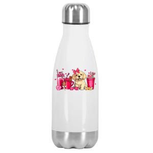 Golden Retriever Dog Valentines Day Coffee Latte Mugs Puppy Stainless Steel Insulated Water Bottle