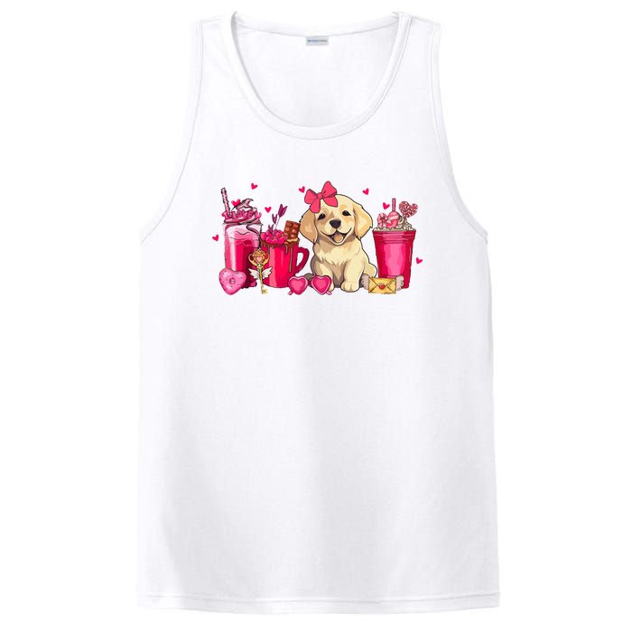 Golden Retriever Dog Valentines Day Coffee Latte Mugs Puppy PosiCharge Competitor Tank