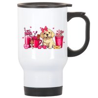 Golden Retriever Dog Valentines Day Coffee Latte Mugs Puppy Stainless Steel Travel Mug