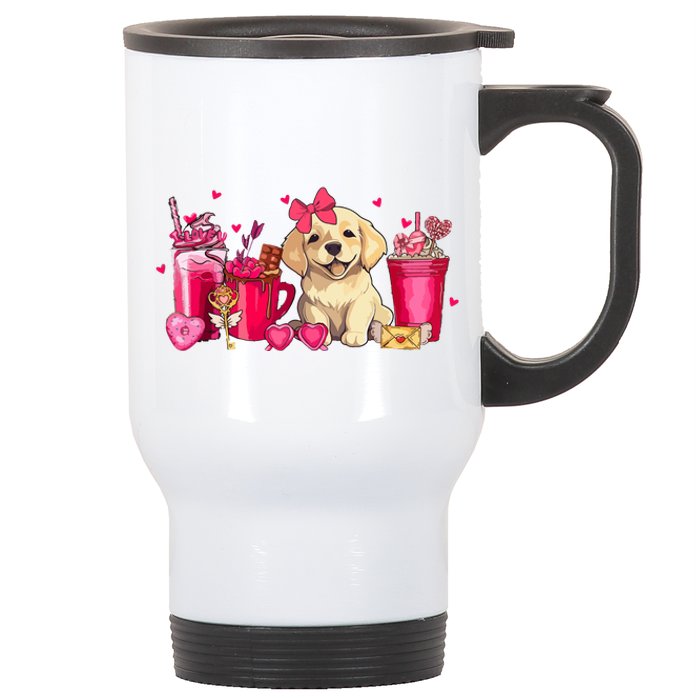 Golden Retriever Dog Valentines Day Coffee Latte Mugs Puppy Stainless Steel Travel Mug