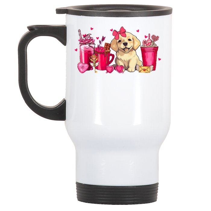 Golden Retriever Dog Valentines Day Coffee Latte Mugs Puppy Stainless Steel Travel Mug