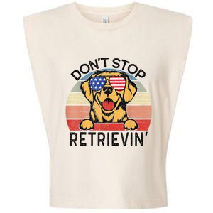 Golden Retriever Dog Don't Stop Retrievin' Garment-Dyed Women's Muscle Tee