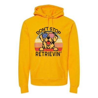 Golden Retriever Dog Don't Stop Retrievin' Premium Hoodie