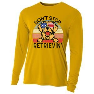 Golden Retriever Dog Don't Stop Retrievin' Cooling Performance Long Sleeve Crew