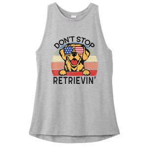 Golden Retriever Dog Don't Stop Retrievin' Ladies PosiCharge Tri-Blend Wicking Tank